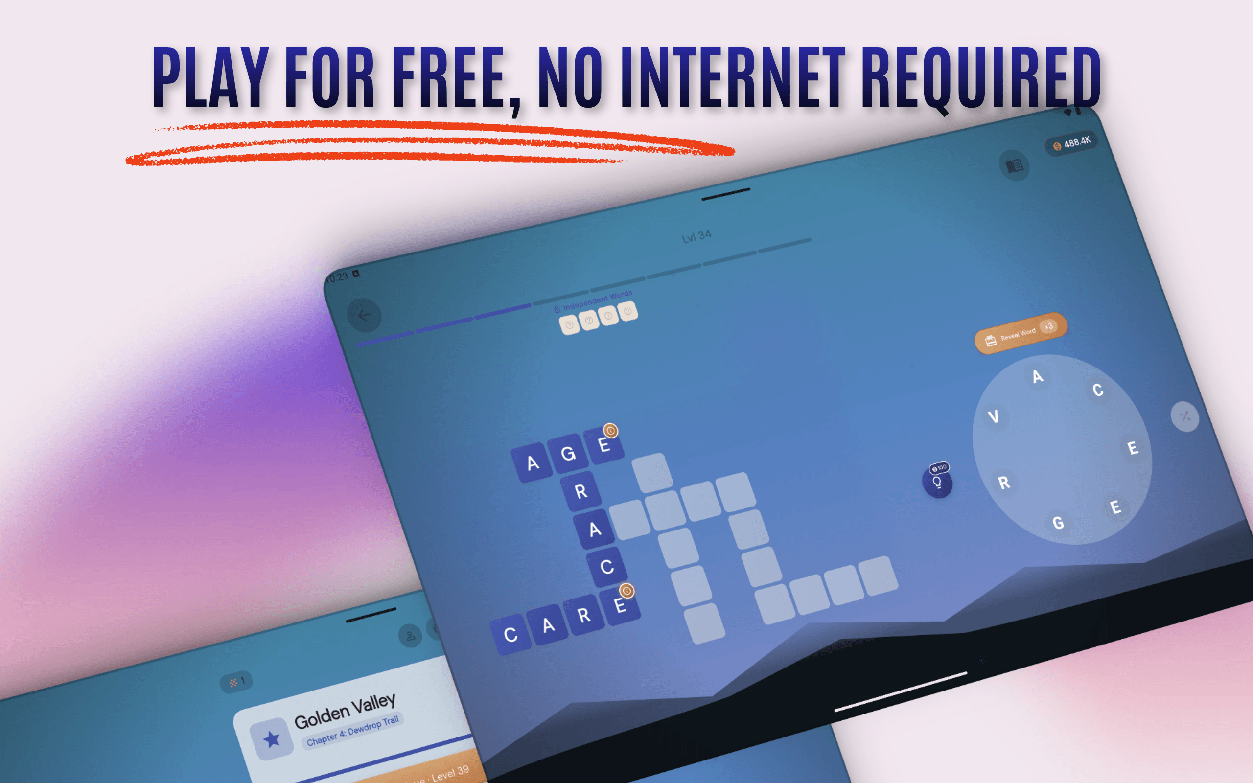 Offline puzzle gameplay with no internet connection